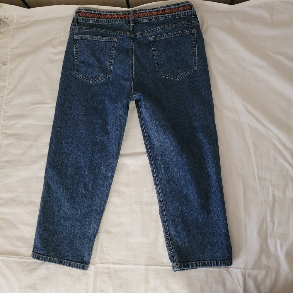 Capri Jeans Liz Claiborne Axcess Stretch Embroidered Womens Size 12